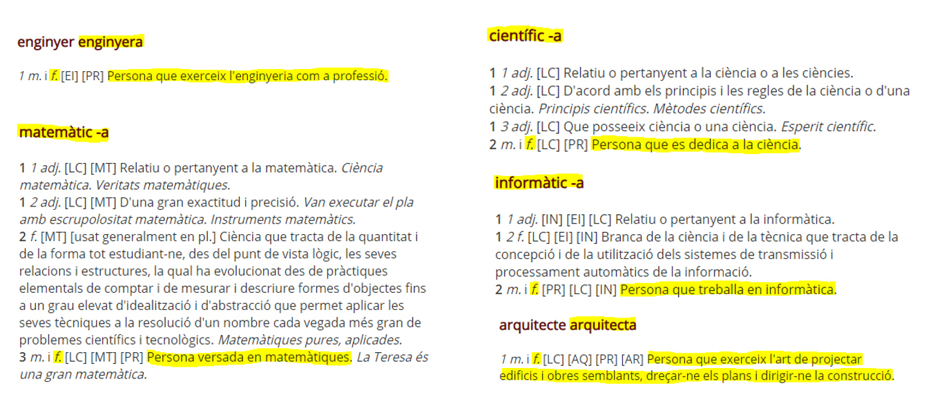 Les professions i c&agrave;rrecs de dones en femen&iacute;, si us plau! / &iexcl;Las profesiones y cargos de mujeres en femenino, por favor!