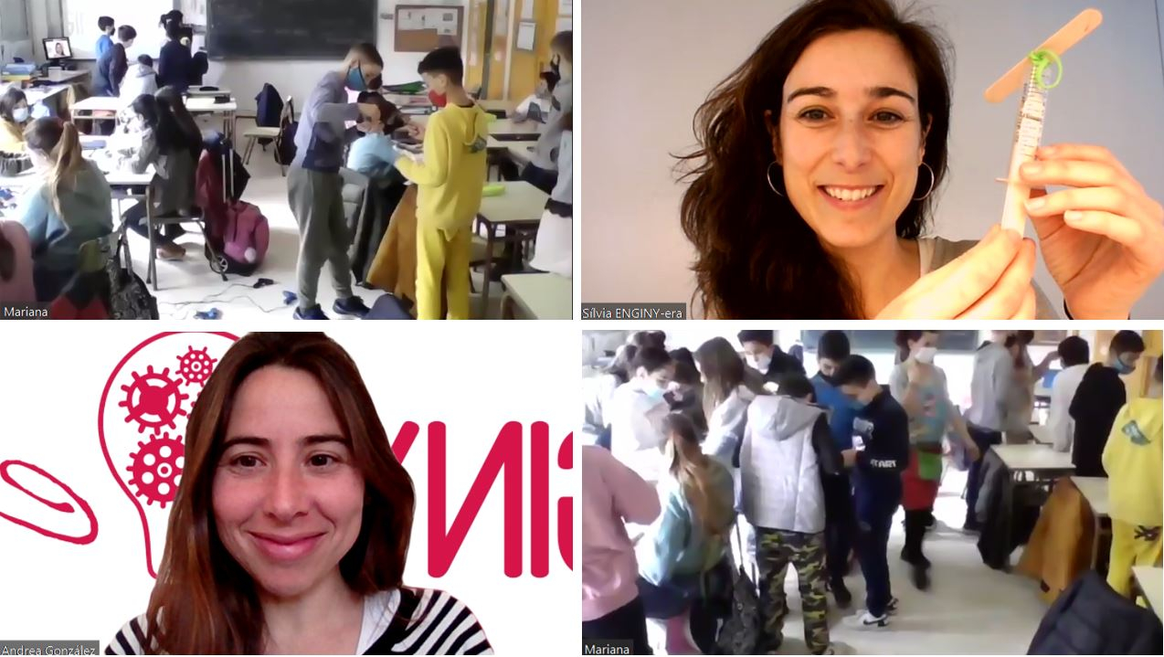Ahir vam celebrar el Dia de la Dona amb l'escola Marcel&middot;l&iacute; Moragas fent un taller d'Enginyeria
