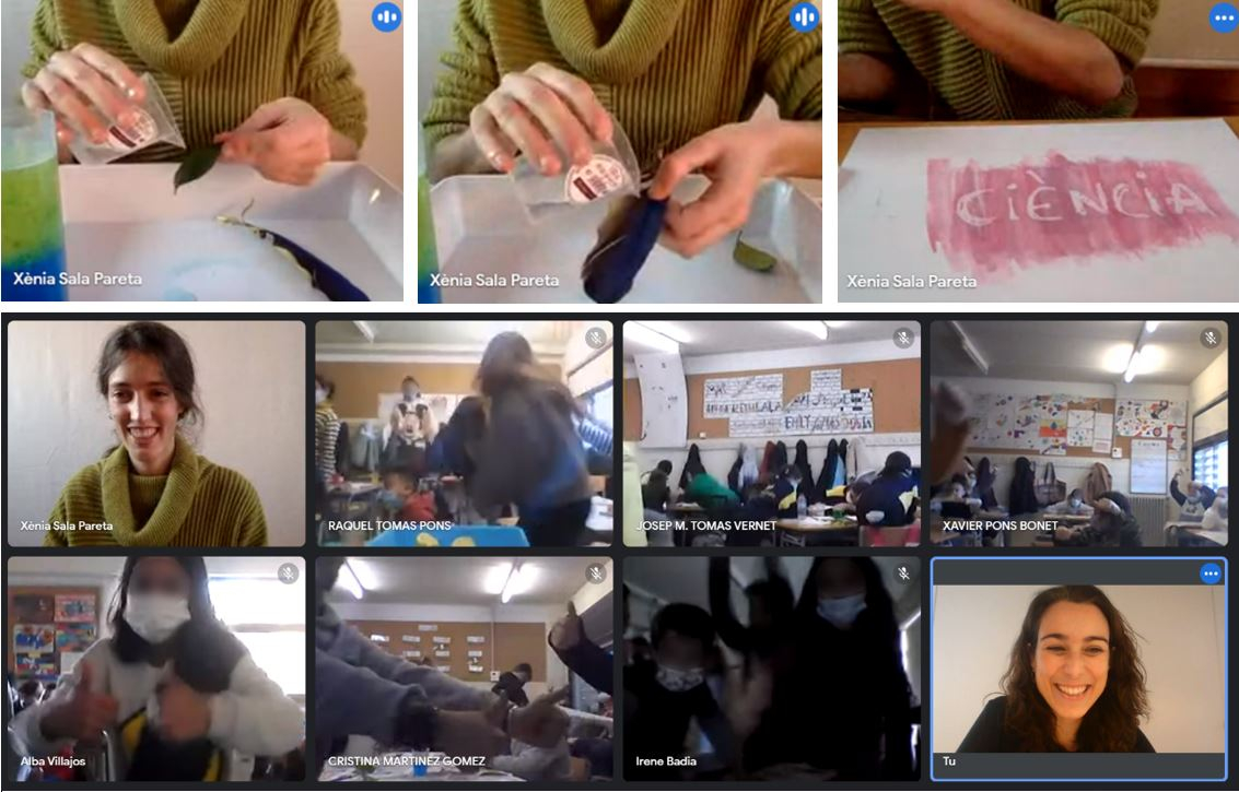 Taller científico online sobre superficies hidrofóbicas con chicas y chicos de la escuela Eugeni d'Ors en Valls