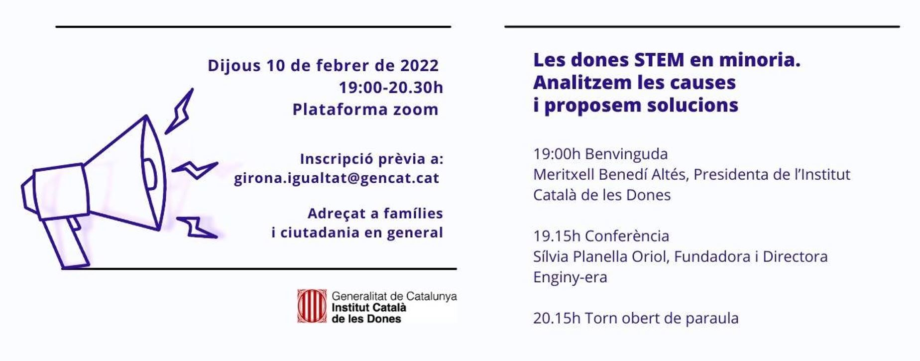 No et perdis la confer&egrave;ncia "Les dones STEM en minoria. Analitzem les causes i proposem solucions"