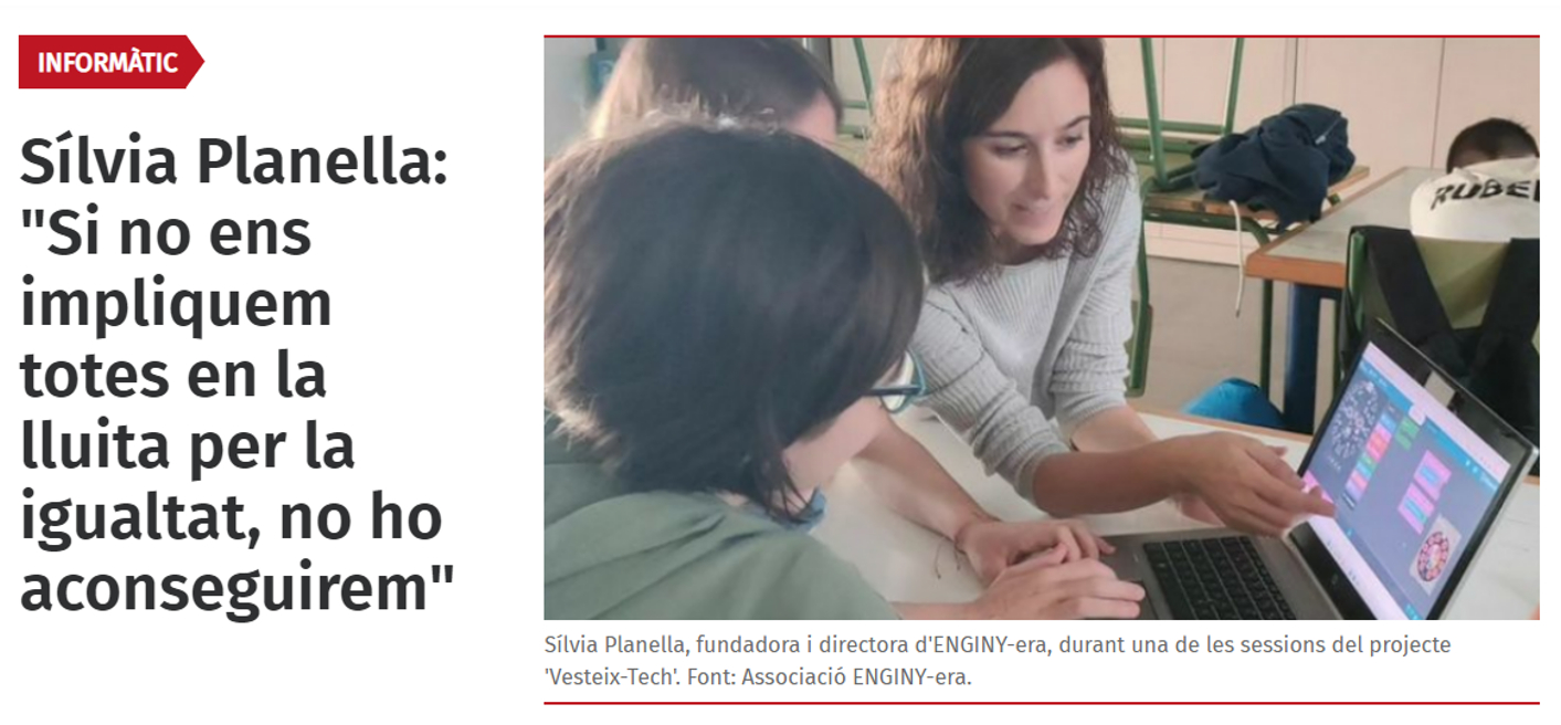 Article sobre ENGINY-era al portal Xarxanet, a trav&eacute;s del testimoni de la seva directora i fundadora S&iacute;lvia Planella