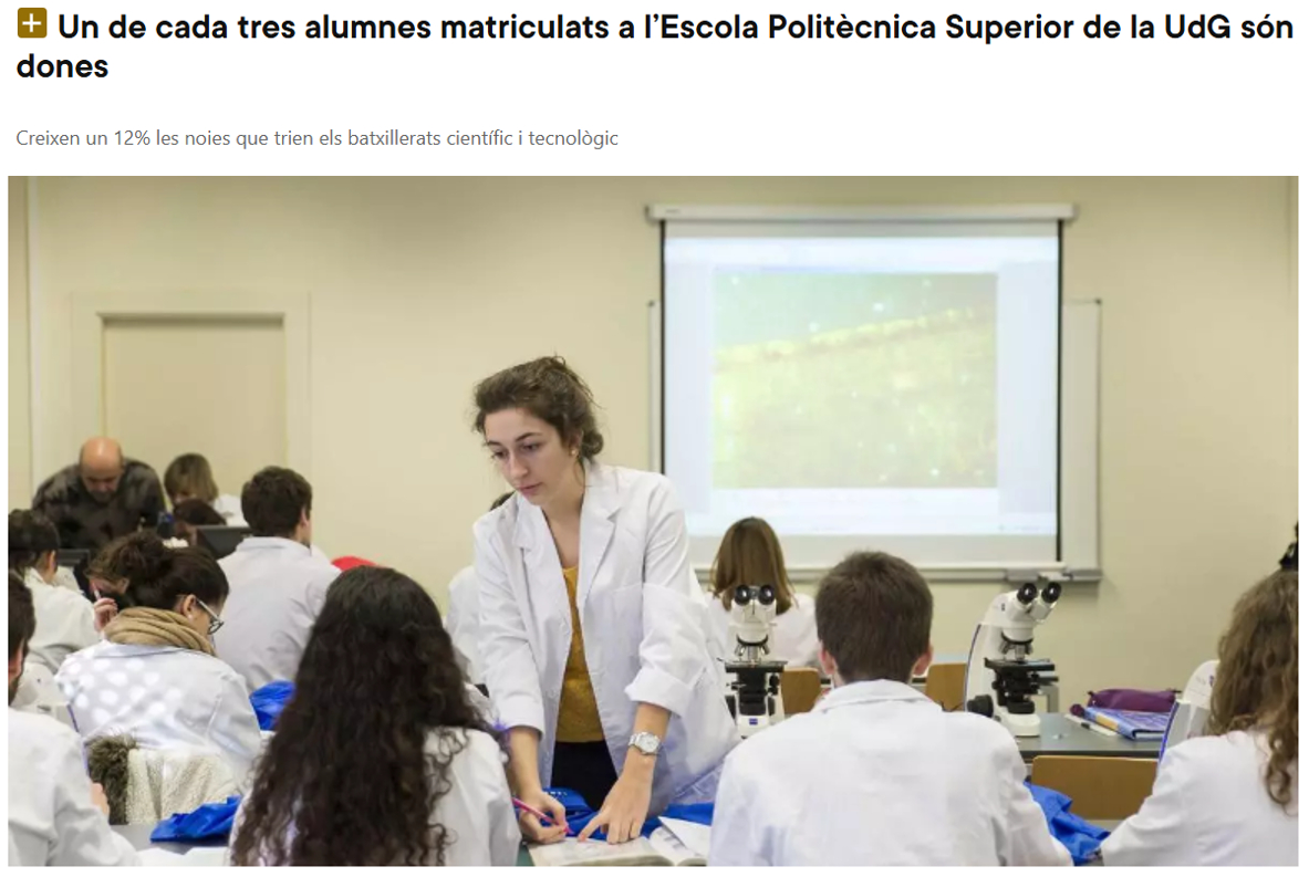 ENGINY-era participa en l'article del Diari de Girona sobre el Dia de la Nena i la Dona en la Ci&egrave;ncia
